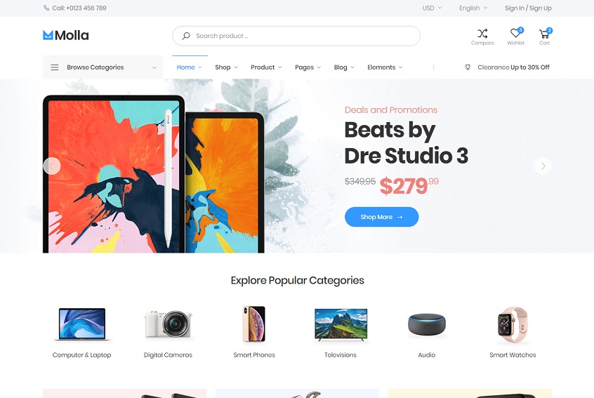 Ecommerce Template Bootstrap 4 Free Serat